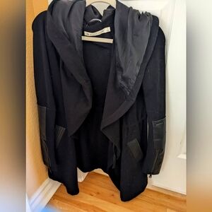 Blanc Noir Size Small Lightweight Jacket with Faux Leather Sleeve Detail